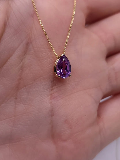 14Kt Gold Alexandrite Teardrop Necklace Pendant