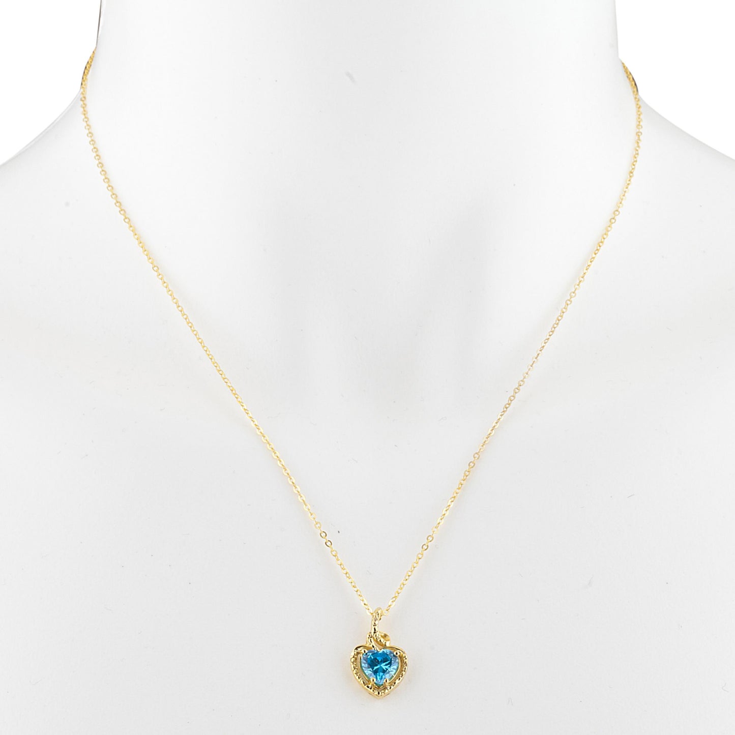 14Kt Yellow Gold Plated Swiss Blue Topaz Heart Design Pendant