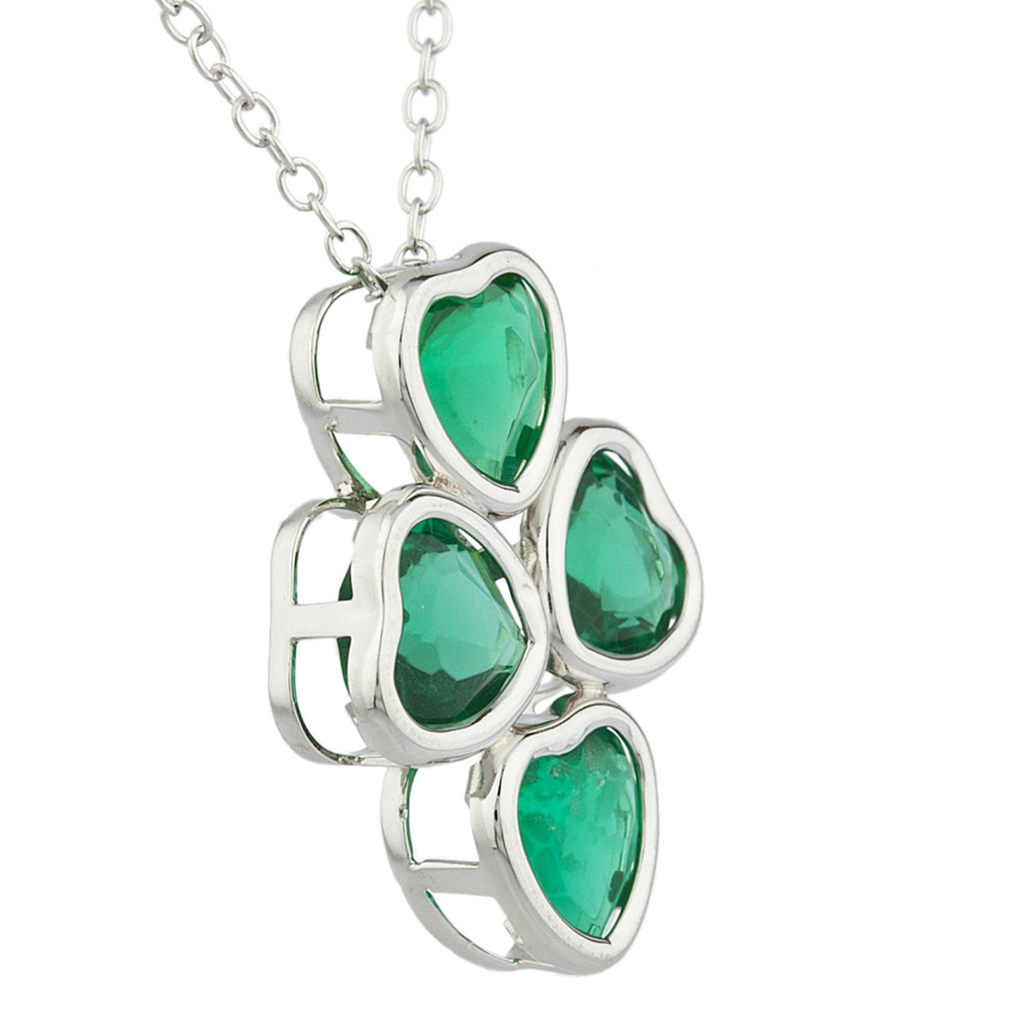 Emerald Heart Bezel Pendant .925 Sterling Silver