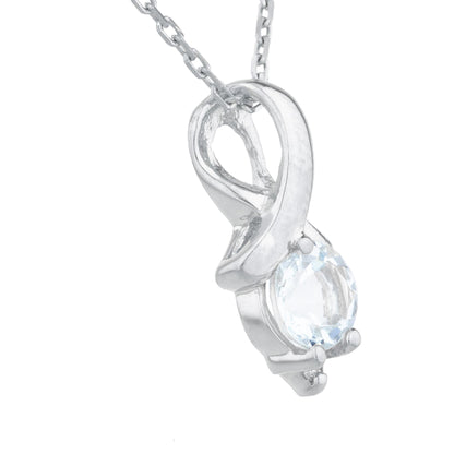 0.50 Ct Aquamarine & Diamond Round Design Pendant .925 Sterling Silver