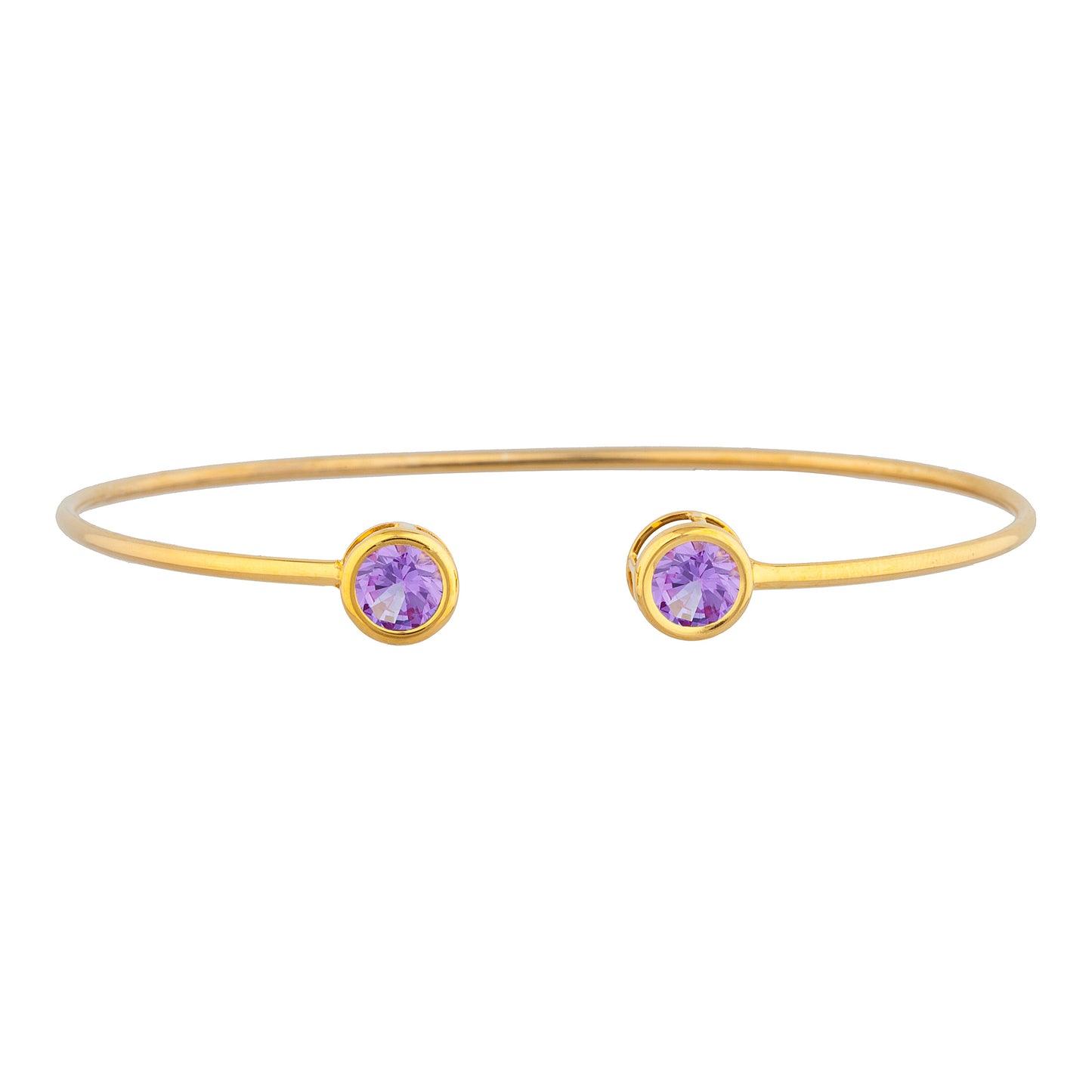 14Kt Gold Alexandrite Round Bezel Bangle Bracelet