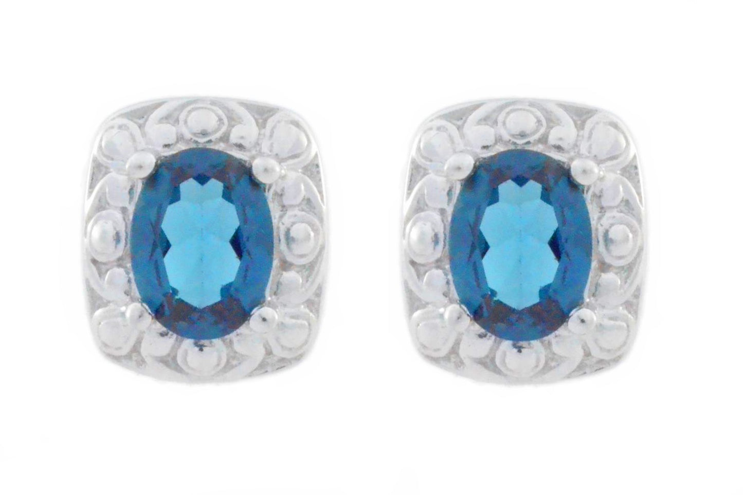 3 Ct London Blue Topaz Oval Stud Earrings .925 Sterling Silver