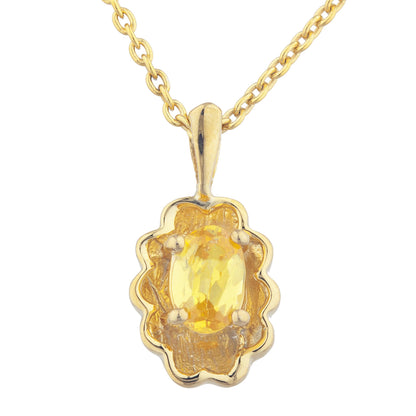 14Kt Yellow Gold Plated Yellow Citrine Oval Design Pendant