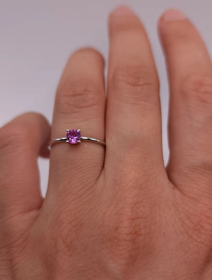 14Kt Gold Pink Sapphire Round Ring