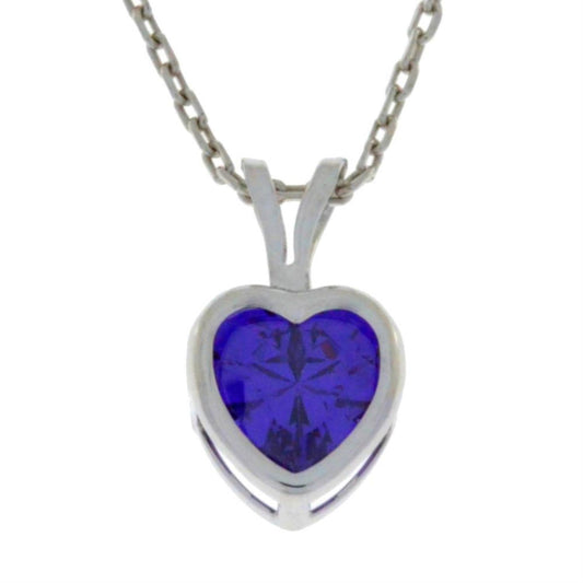 14Kt Gold Amethyst Heart Bezel Pendant Necklace