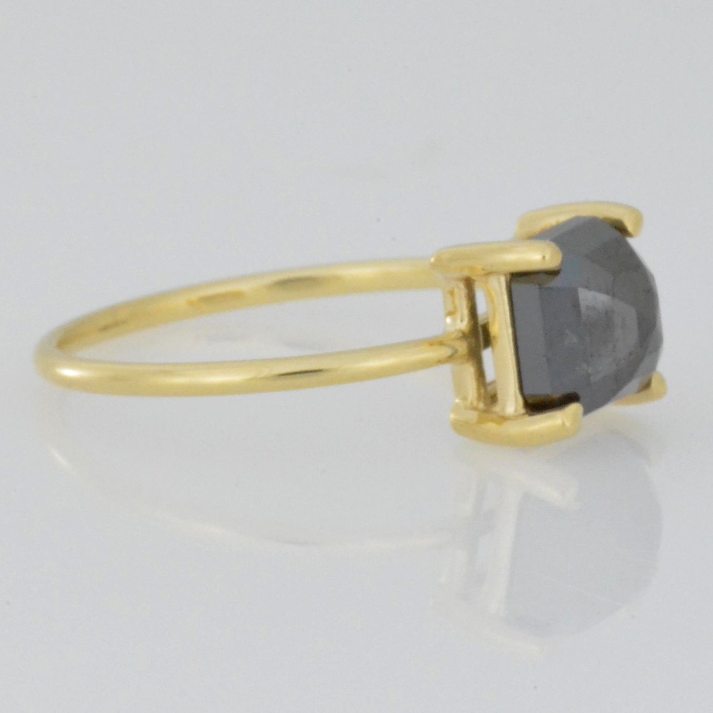 14Kt Gold 1.63 Ct Natural Rose Cut Black Diamond Ring