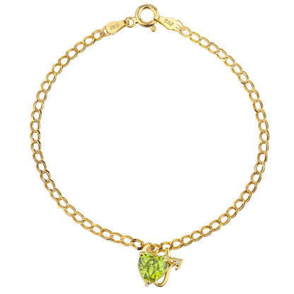 14Kt Yellow Gold Plated Peridot & Diamond Devil Heart Bracelet