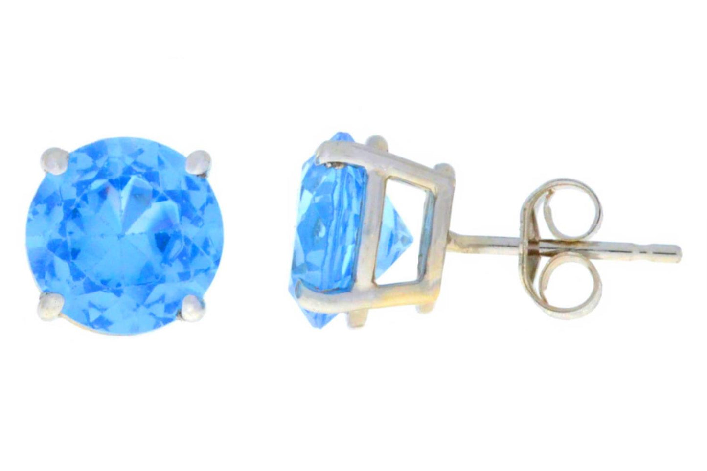 4 Ct Blue Topaz Round Stud Earrings .925 Sterling Silver