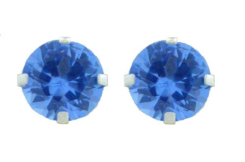 14Kt White Gold Tanzanite Round Stud Earrings