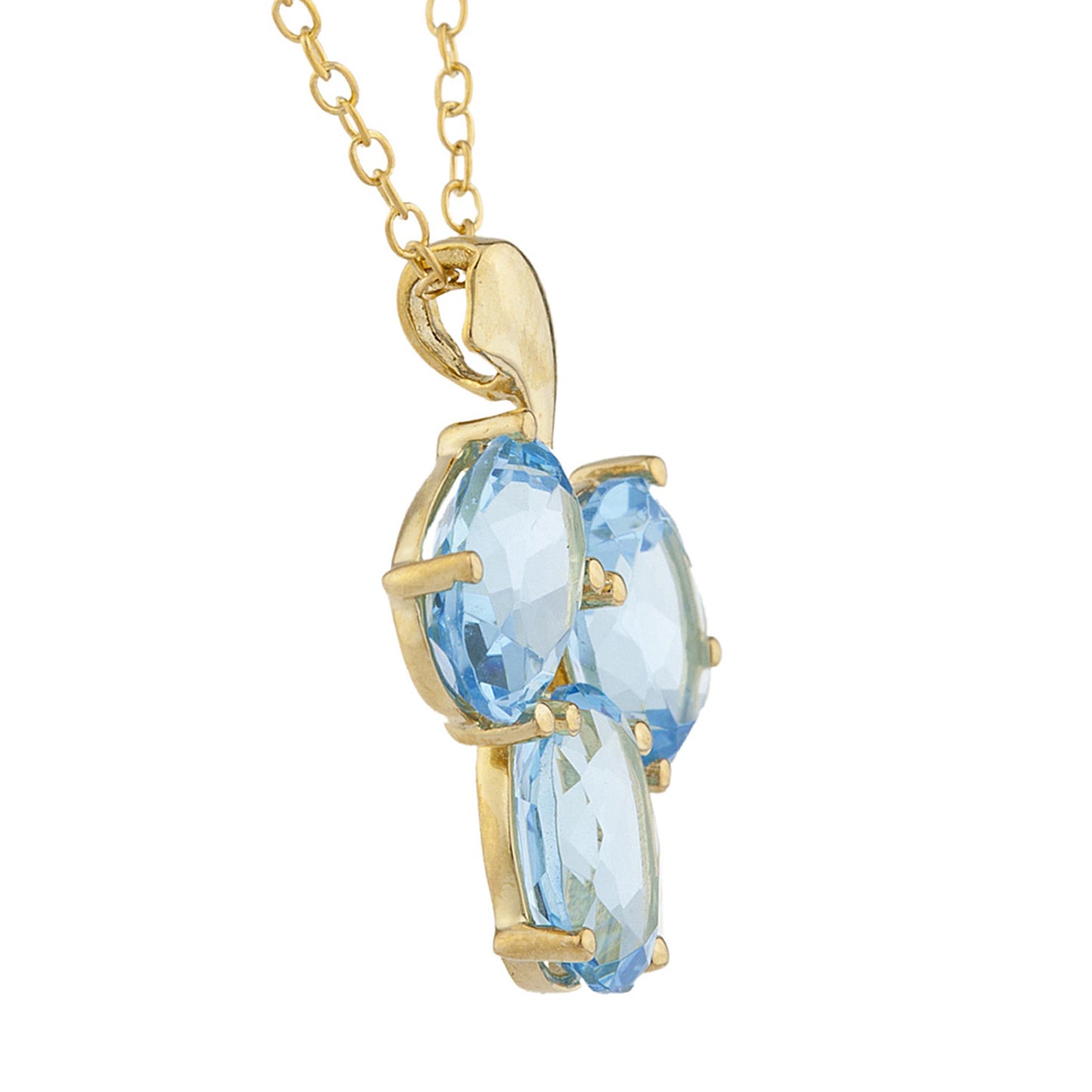 14Kt Yellow Gold Plated Blue Topaz Oval Design Pendant