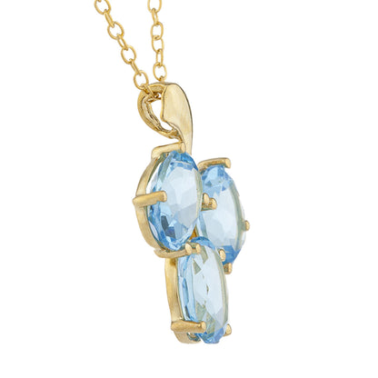 14Kt Yellow Gold Plated Blue Topaz Oval Design Pendant