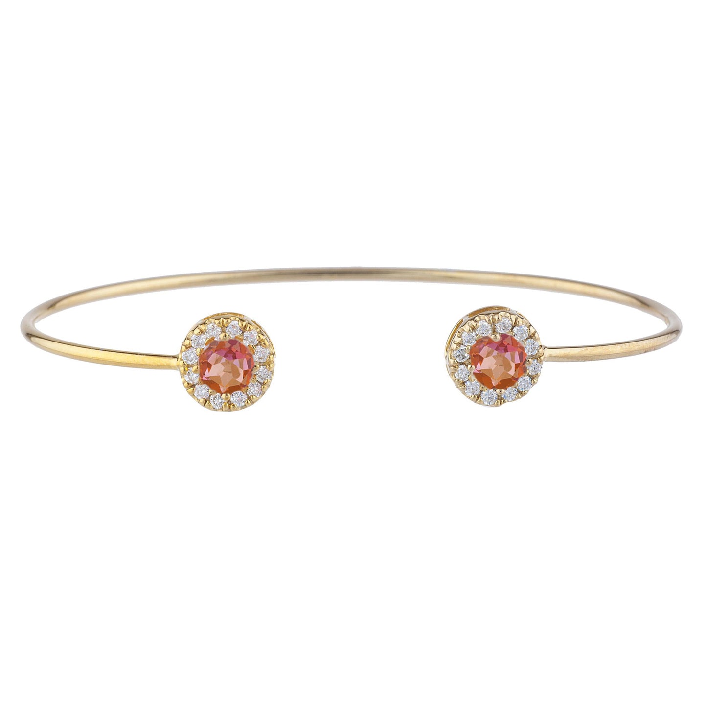 1 Ct Natural Ecstasy Mystic Topaz Halo Design Round Bangle Bracelet 14Kt Yellow Gold Rose Gold Silver