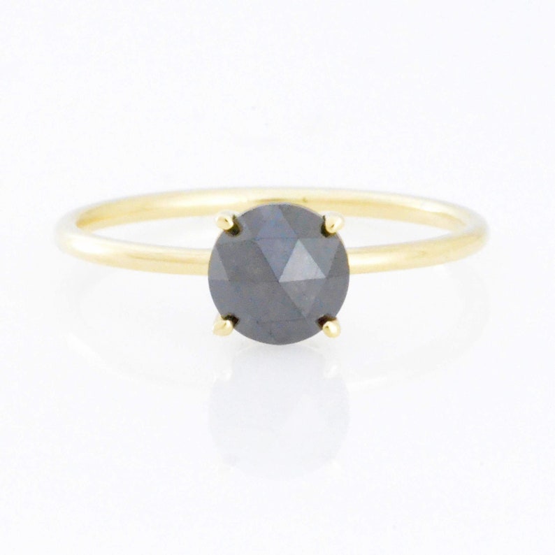 14Kt Gold 0.96 Ct Natural Rose Cut Black Diamond Ring