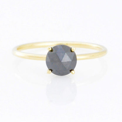 14Kt Gold 0.96 Ct Natural Rose Cut Black Diamond Ring