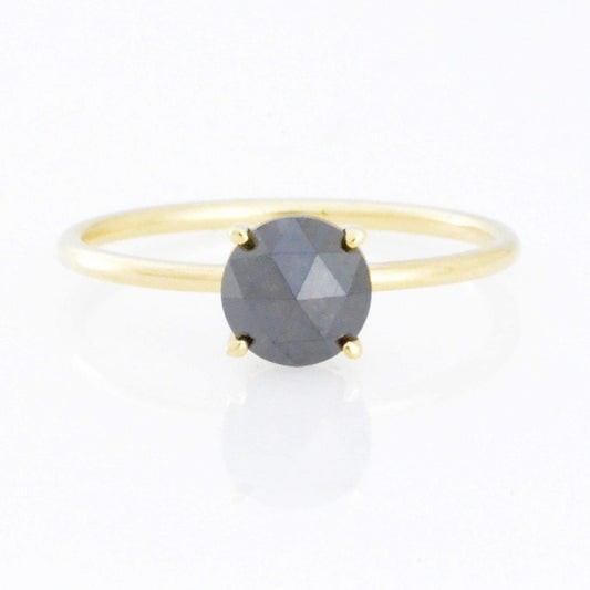 14Kt Gold 0.96 Ct Natural Rose Cut Black Diamond Ring