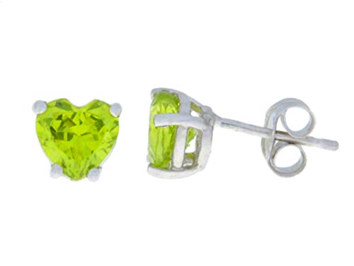 2 Ct Peridot Heart Stud Earrings .925 Sterling Silver