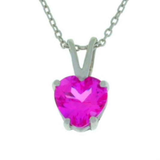 14Kt Gold Pink Sapphire Heart Pendant Necklace