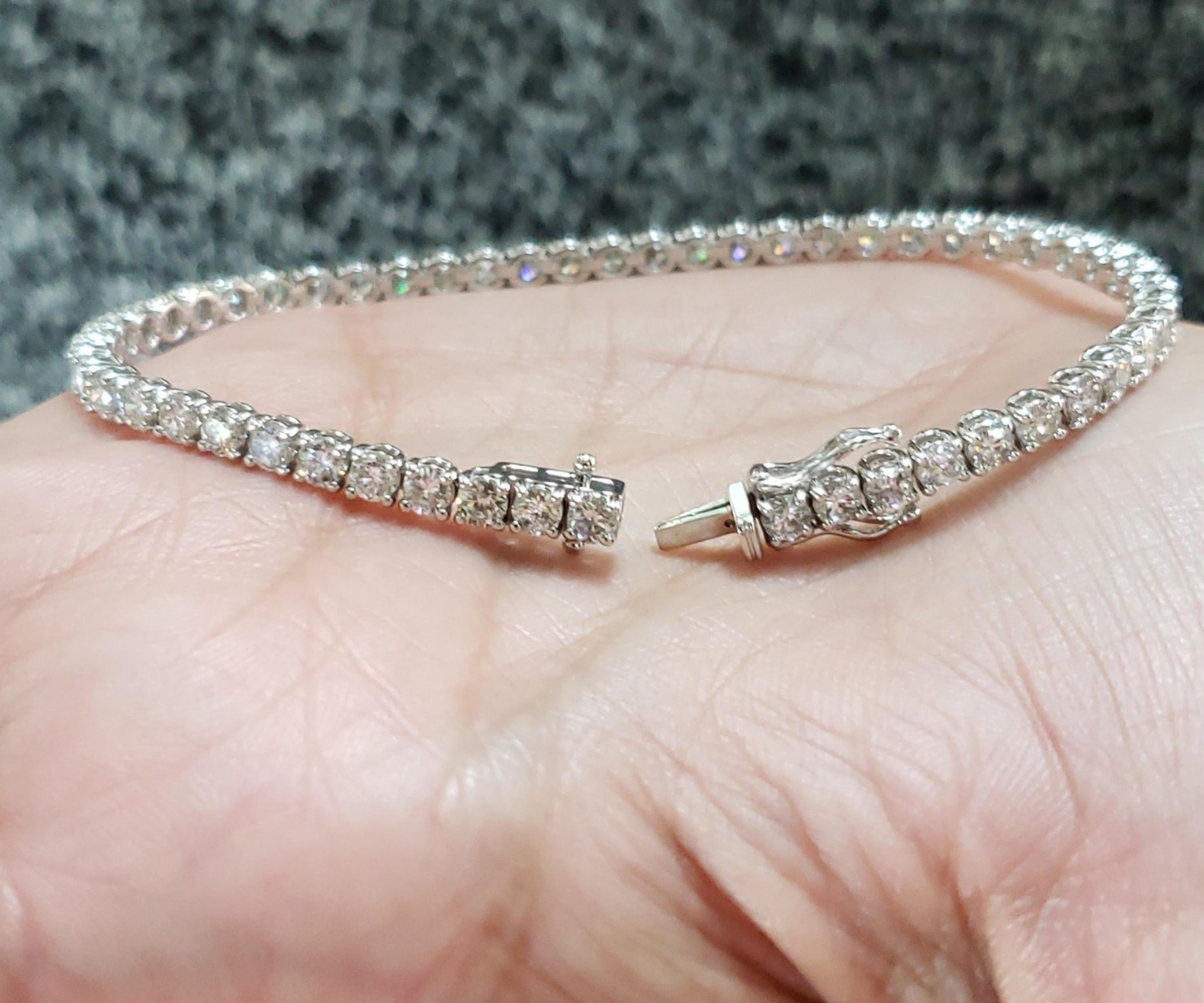 Andi 7 Carat Princess Cut Single Row Diamond Tennis Bracelet in 14k Wh