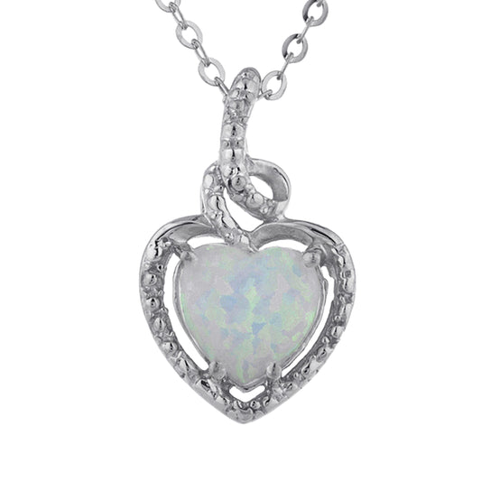 Opal Heart Design Pendant .925 Sterling Silver