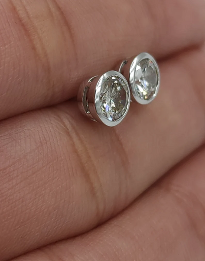 14Kt Gold 1 Ct Lab Grown Diamond Stud Bezel Earrings