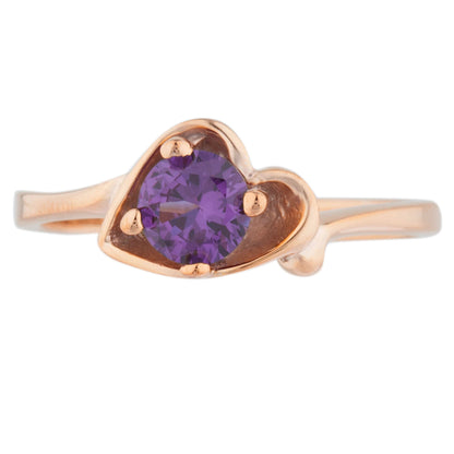 14Kt Gold Alexandrite Round Heart Ring