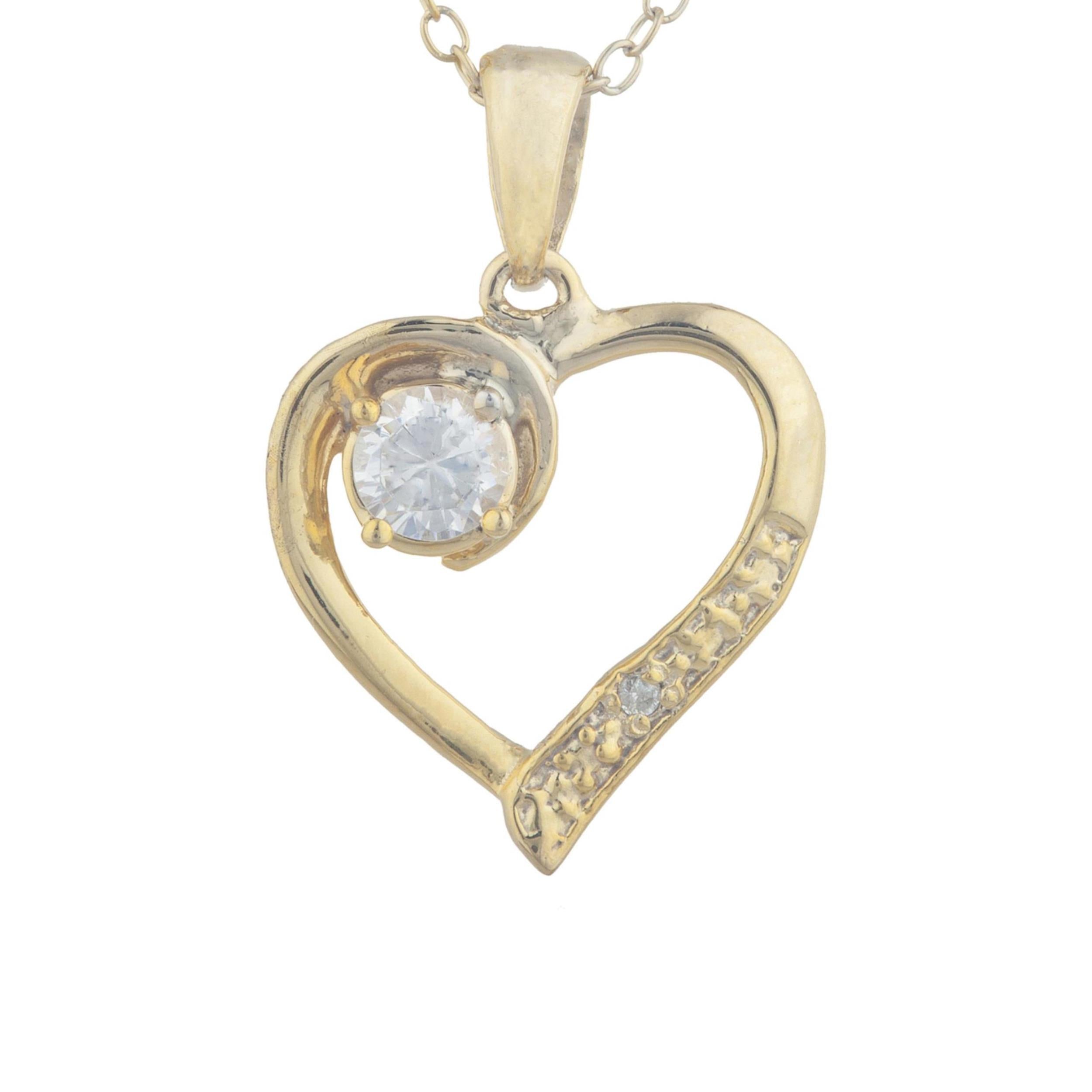 14Kt Gold 0.25 Ct Genuine Natural Diamond Heart Pendant Necklace