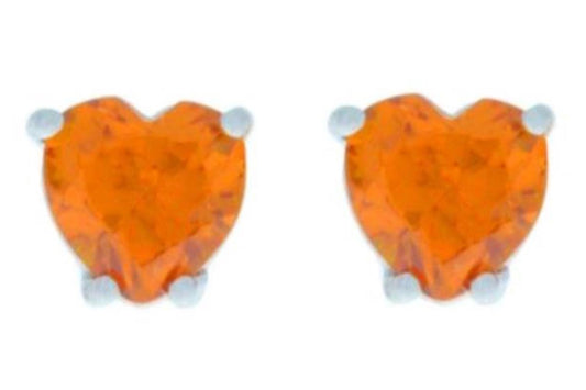 14Kt White Gold Citrine Heart Stud Earrings