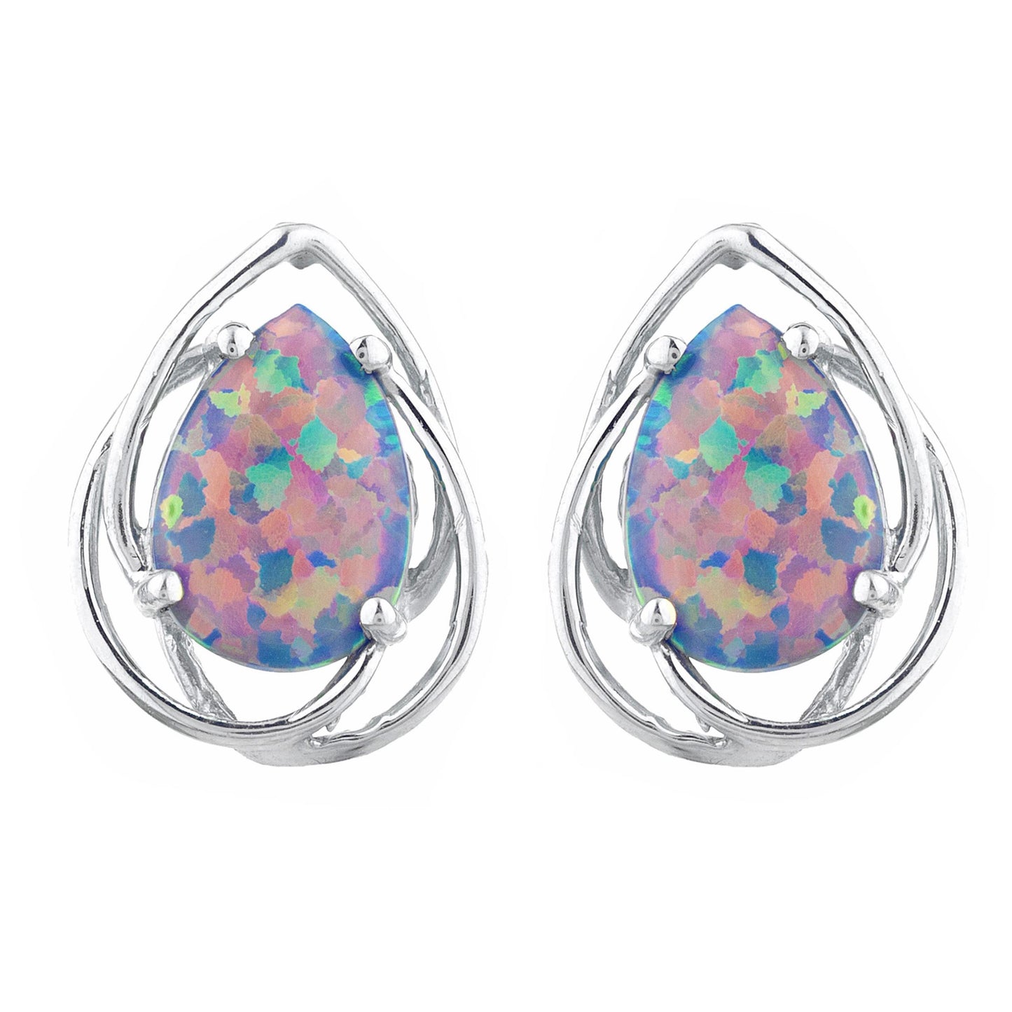 14Kt Gold Black Opal Pear Teardrop Design Stud Earrings