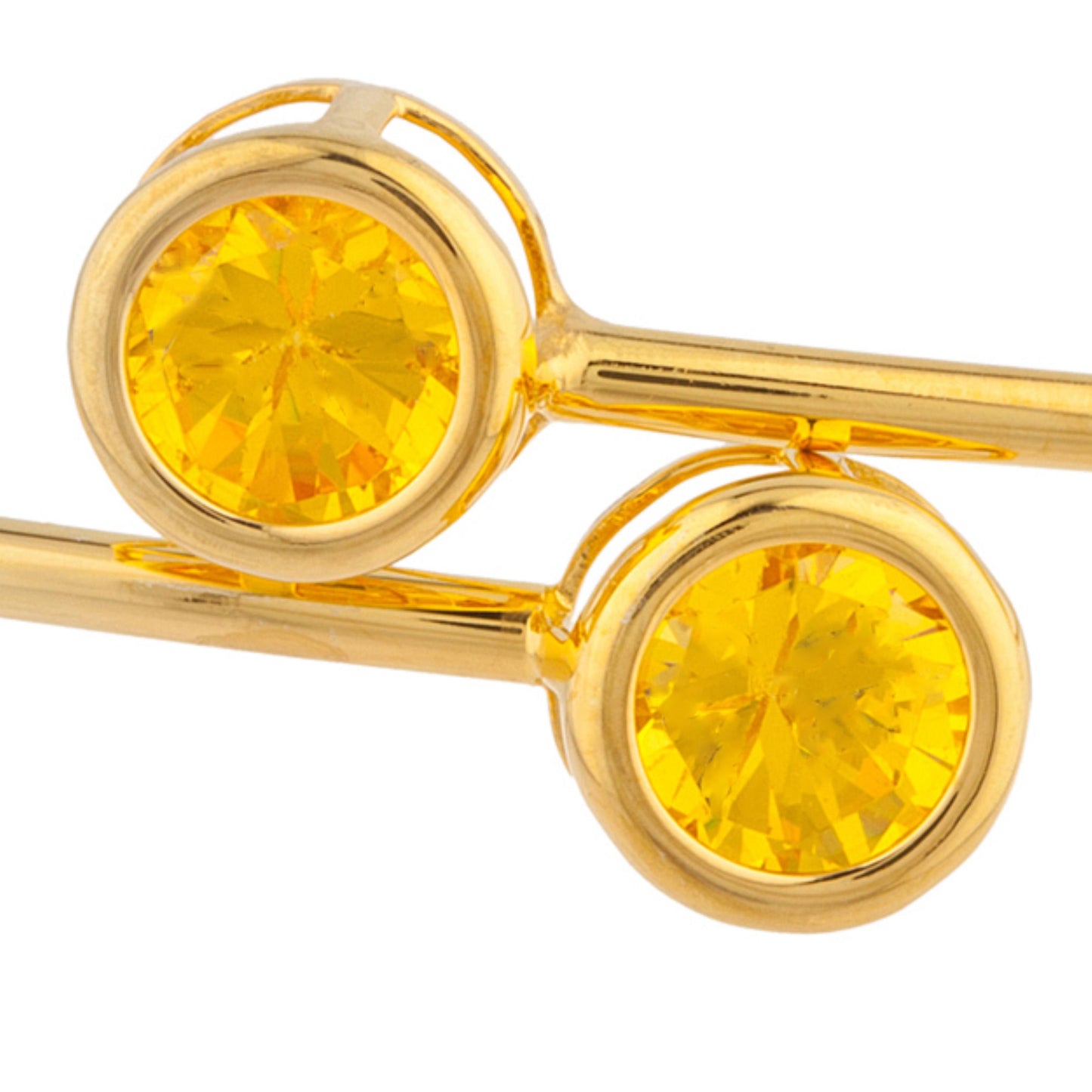 14Kt Yellow Gold Plated Yellow Citrine Round Bezel Bangle Bracelet