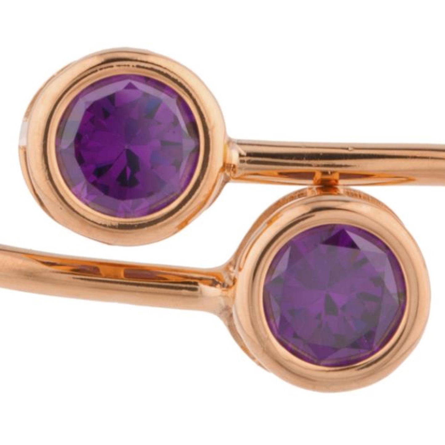 14Kt Rose Gold Plated Amethyst Round Bezel Bangle Bracelet