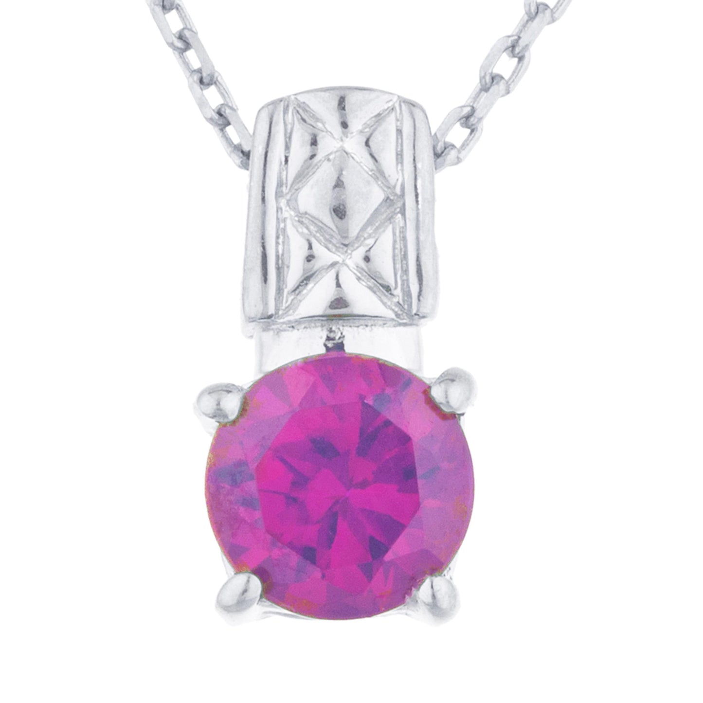 1 Ct Created Ruby Round Design Pendant .925 Sterling Silver