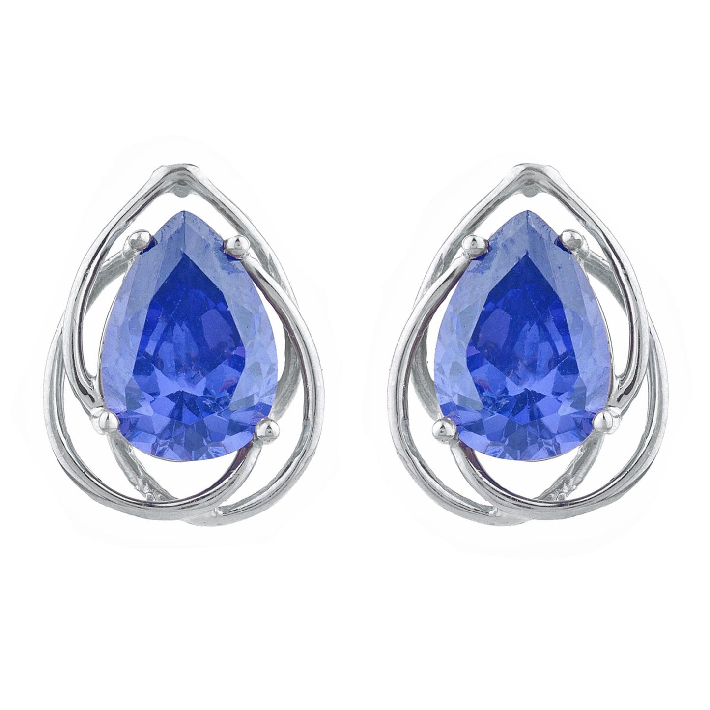 14Kt Gold 4 Ct Tanzanite Pear Teardrop Design Stud Earrings