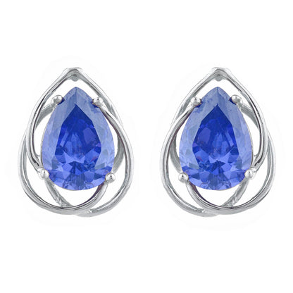 14Kt Gold 4 Ct Tanzanite Pear Teardrop Design Stud Earrings