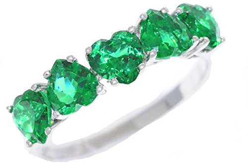 2.5 Ct Created Emerald Heart Ring .925 Sterling Silver Rhodium Finish