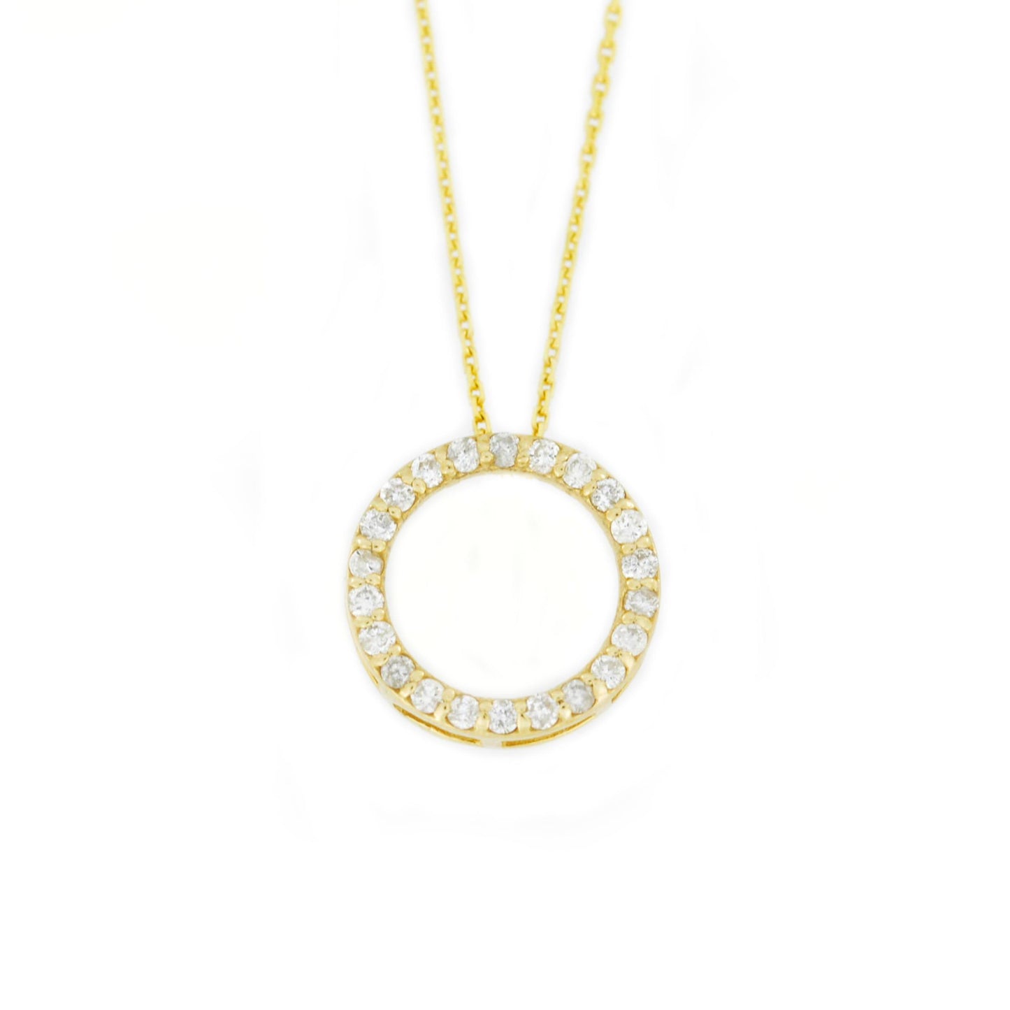 14Kt Gold Genuine Natural Diamond Circle Cluster Pendant Necklace