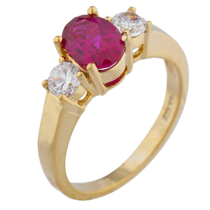 14Kt Gold 2 Ct Created Ruby & Zirconia Oval Ring