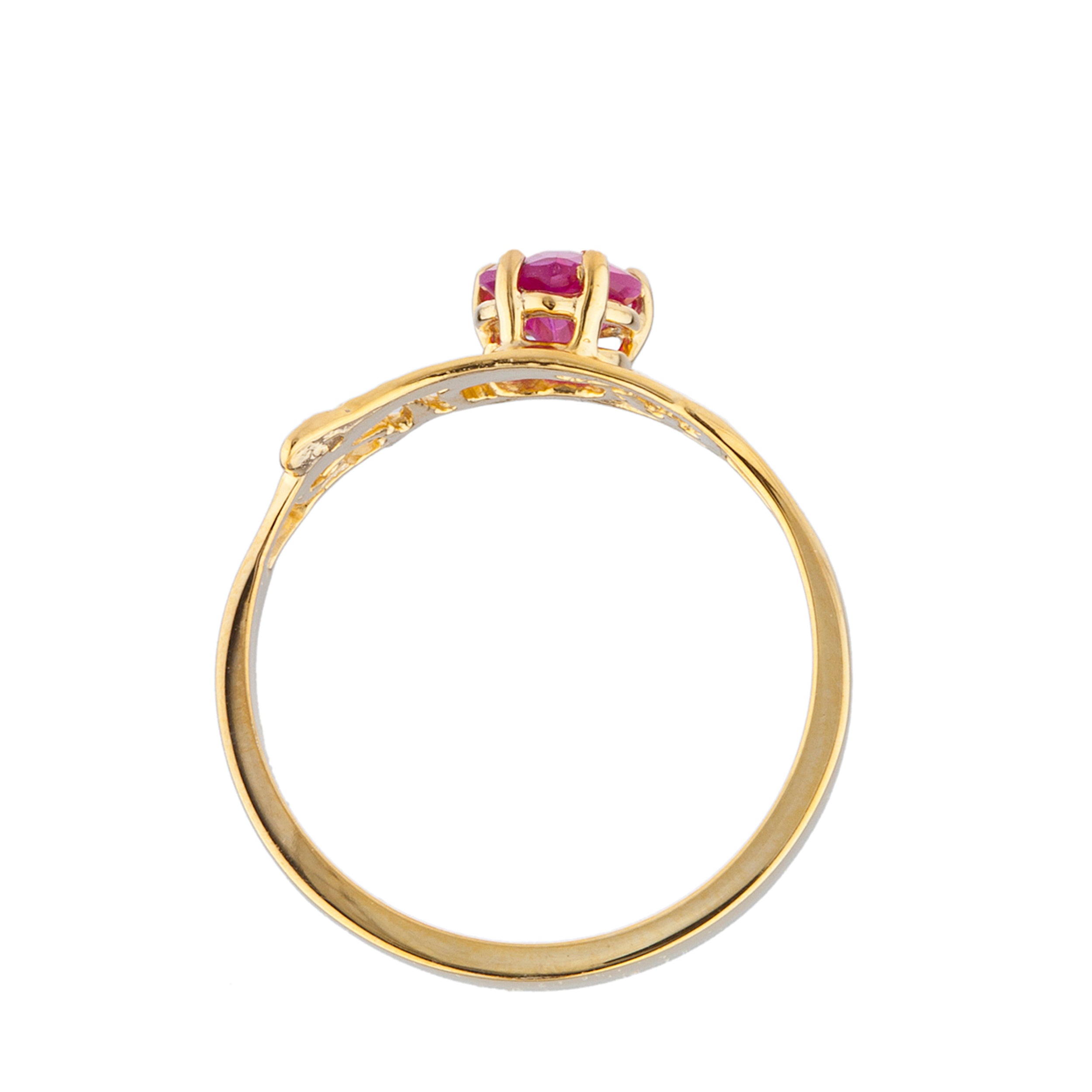 14Kt Gold Created Ruby & Diamond Heart Mom Ring
