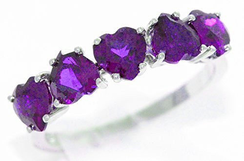 2.5 Ct Amethyst Heart Ring .925 Sterling Silver Rhodium Finish