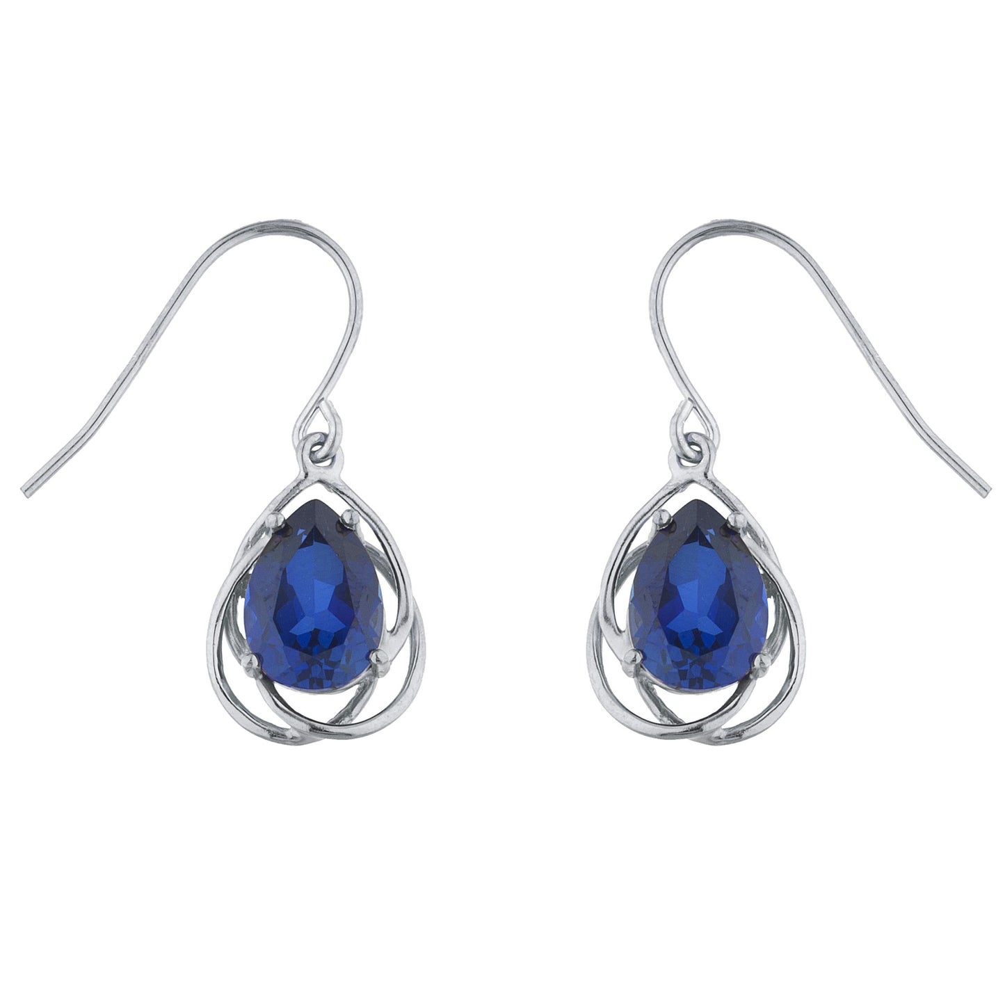 14Kt Gold 4 Ct Blue Sapphire Pear Teardrop Design Dangle Earrings