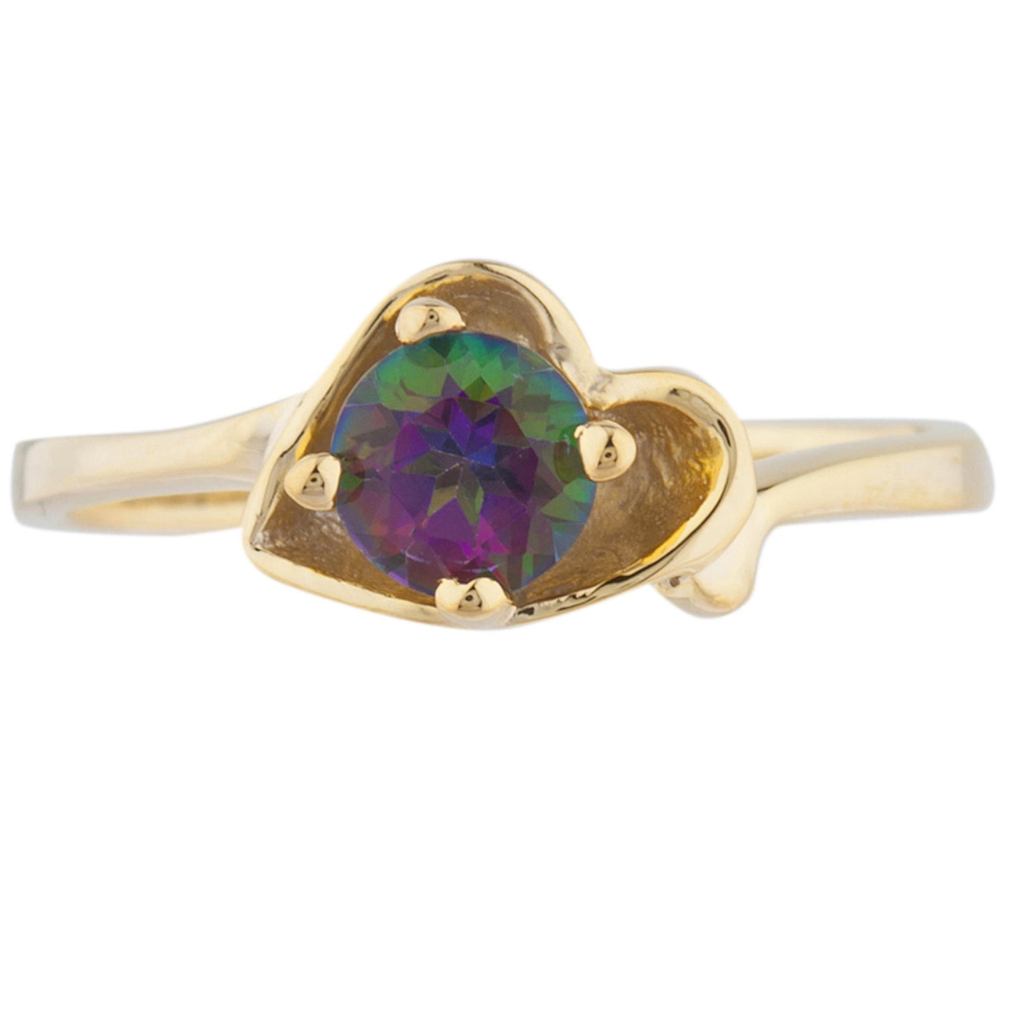 14Kt Gold Natural Mystic Topaz Round Heart Ring