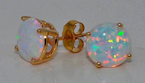 OPAL STUD EARRINGS 14KT YELLOW GOLD