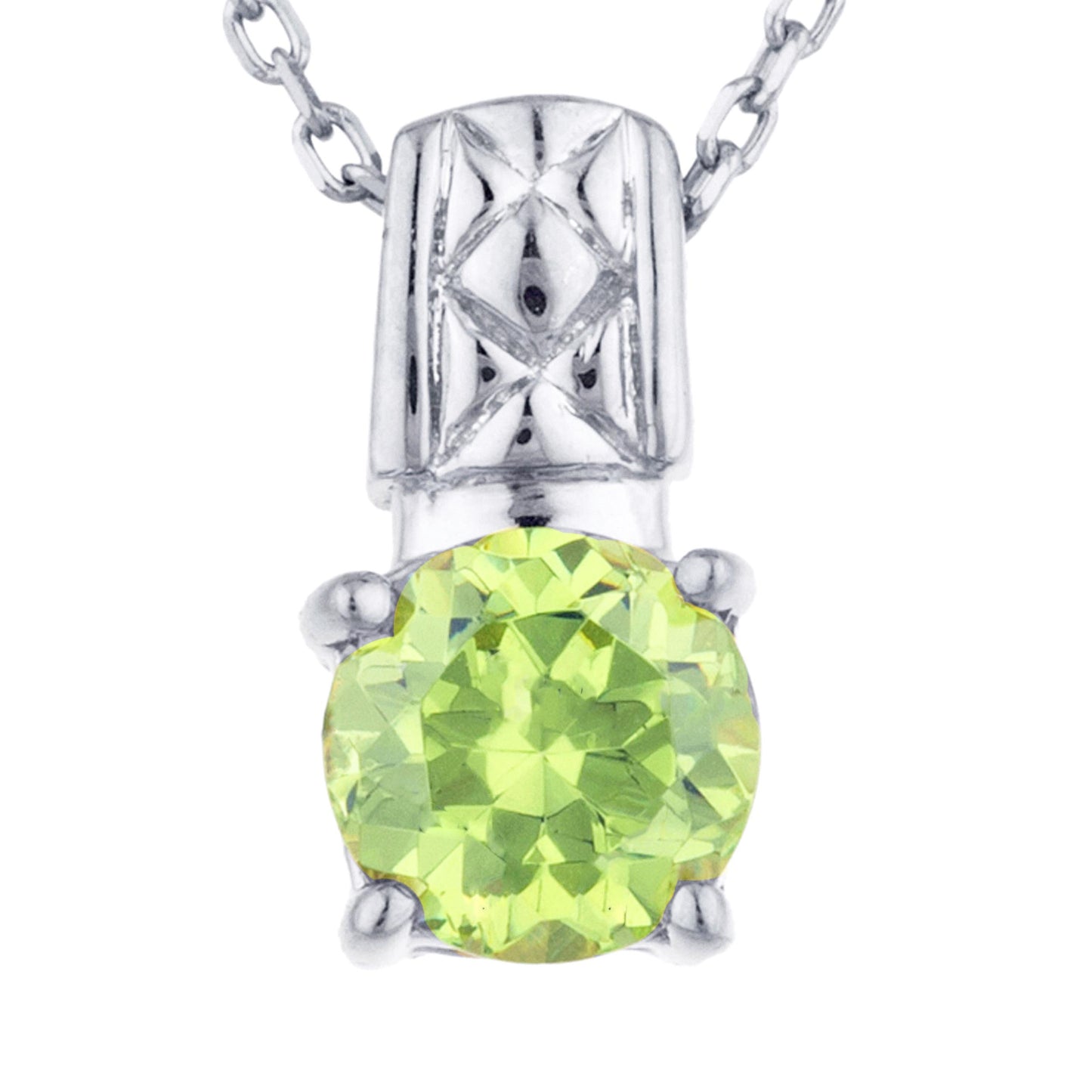 1 Ct Peridot Round Design Pendant .925 Sterling Silver