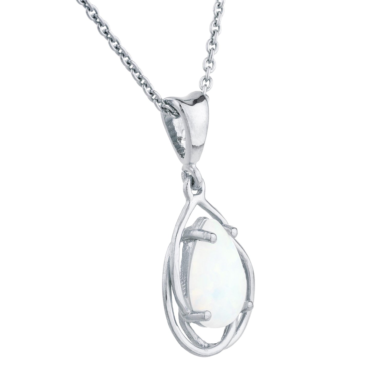 Opal Pear Teardrop Design Pendant .925 Sterling Silver