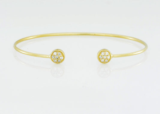 14Kt Gold Diamond Cluster Bangle Bracelet