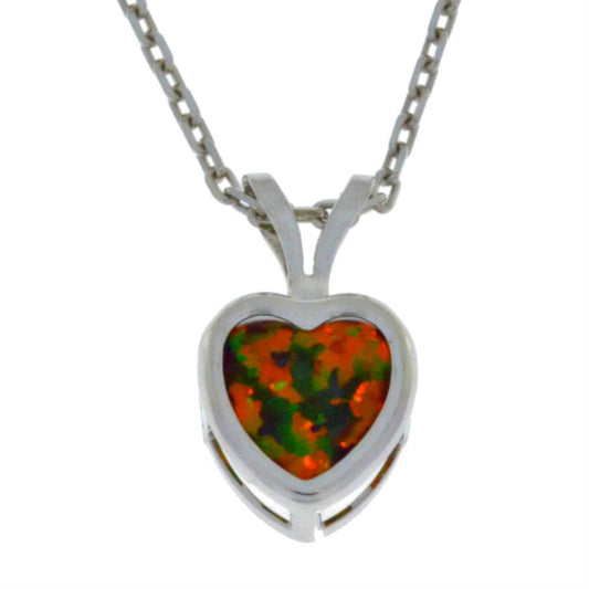 14Kt Gold Black Opal Heart Bezel Pendant Necklace