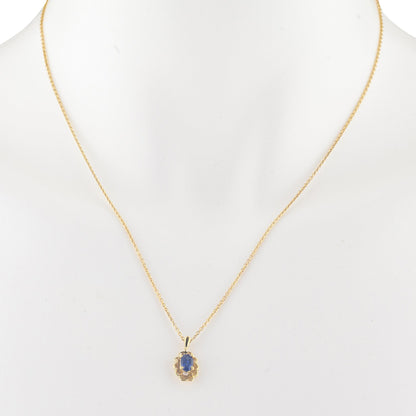 14Kt Yellow Gold Plated Blue Sapphire Oval Design Pendant