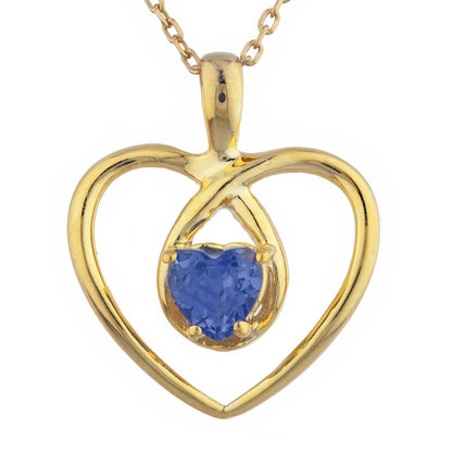 14Kt Gold Tanzanite Heart Design Pendant Necklace