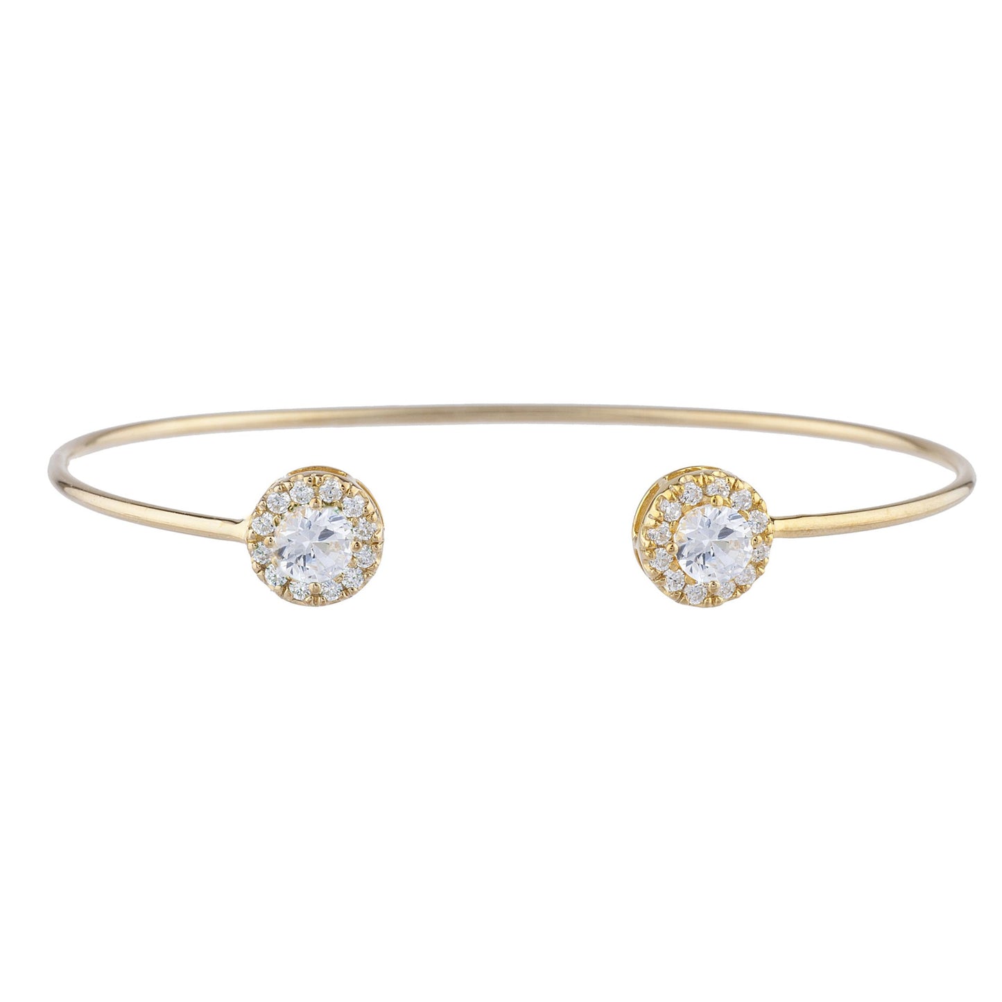 14Kt Gold Zirconia Halo Design Bangle Bracelet