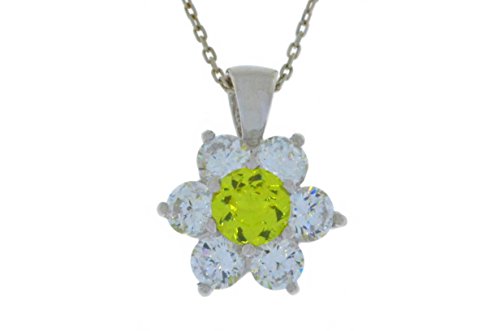 1.5 Ct Peridot & White Topaz Pendant .925 Sterling Silver Rhodium Finish