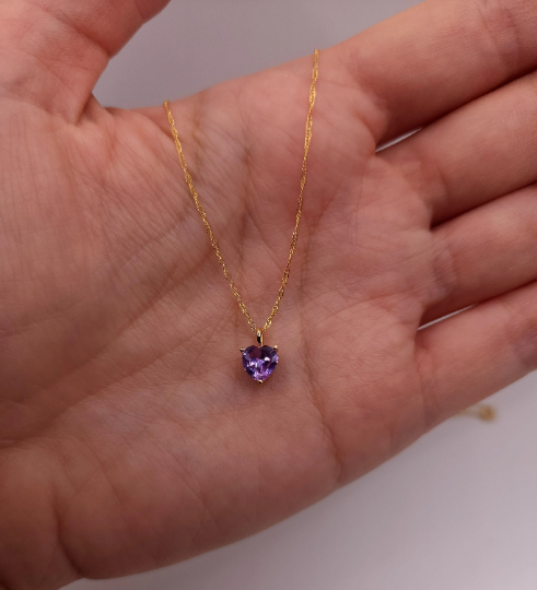 14Kt Gold Pink Sapphire Heart Pendant Necklace